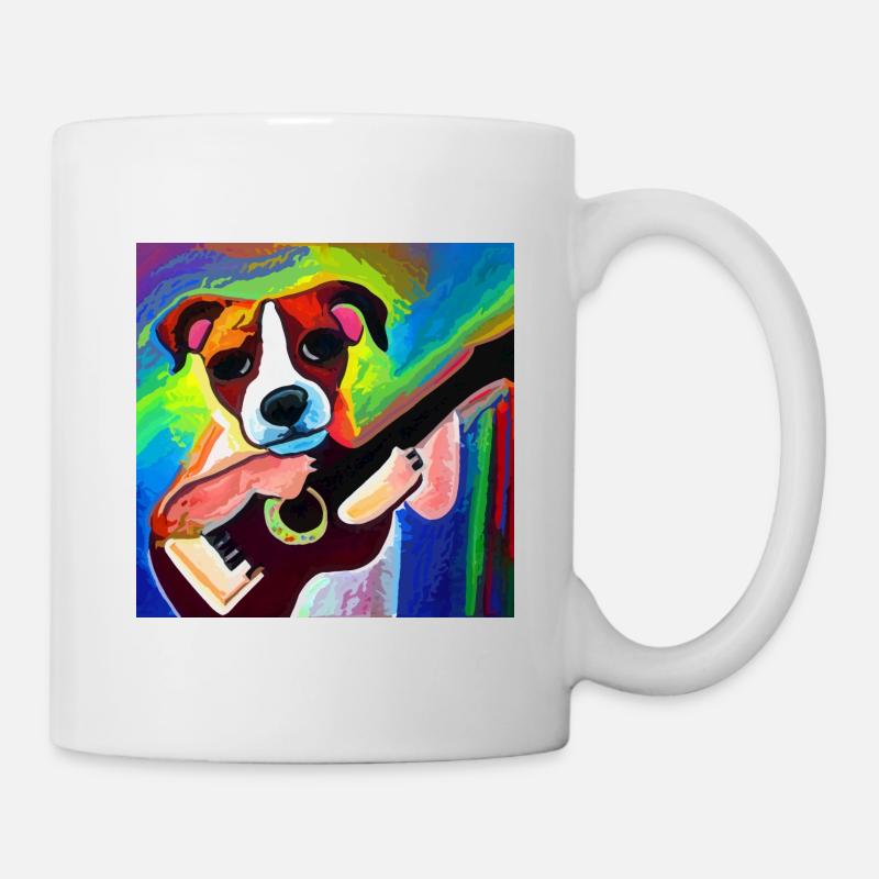 Chien avec guitare - Mug blanc - blanc