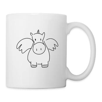 Einhorn Tier Symbol Cartoon - Tasse - Weiß - Rechts
