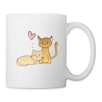 animaux chats chat amour coeur couple - Mug blanc - blanc - Droite