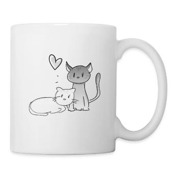 animaux chats chats amour couples - Mug blanc - blanc - Droite