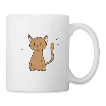 Katze Tier braun Cartoon Haustier - Tasse - Weiß - Rechts