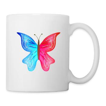 schmetterling blau pink symbol insekt tier flügel - Tasse - Weiß - Rechts