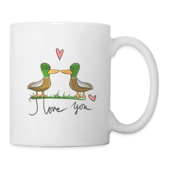 Couple Canards Canard Oiseaux Animaux Je t’aime - Mug blanc - blanc - Droite