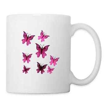 schmetterling pink muster insekt tier schmetterlin - Tasse - Weiß - Rechts