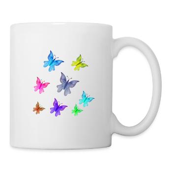 schmetterling schmetterlinge muster insekt tiere b - Tasse - Weiß - Rechts