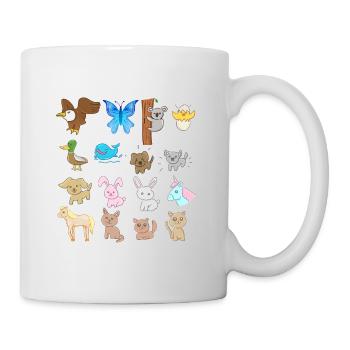 Hunde Katzen Symbole Tiere süß cartoon muster - Tasse - Weiß - Rechts