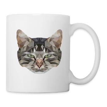 Katze | Polygon Kater Kopf | Katzenkopf | Kätzchen - Tasse - Weiß - Rechts