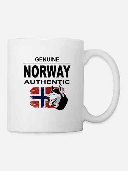 Norway Adventures - Norway Flag & Husky - Mug blanc - blanc