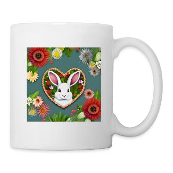 Motif floral avec lapin de Pâques - Mug blanc - blanc - Droite