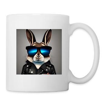 Hase Biker trägt Sonnenbrille Cool - Tasse - Weiß - Rechts