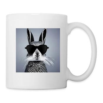Sonnenbrille tragender Hase realistisch Hemd - Tasse - Weiß - Rechts