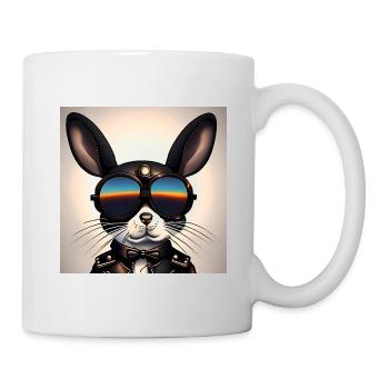Verrückter Hase Osterhase Sonnenbrille Brille - Tasse - Weiß - Rechts