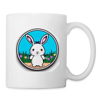 HaseWeiss Osterhase Motiv - Tasse - Weiß - Rechts
