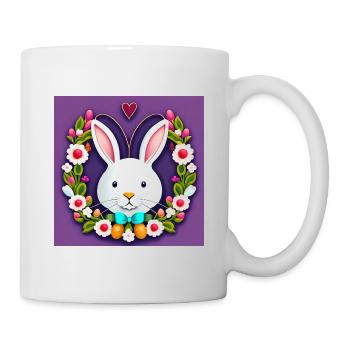 Lapin blanc Fleurs de lapin de Pâques - Mug blanc - blanc - Droite