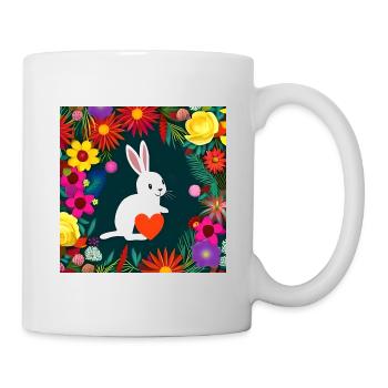 Rabbit holds heart - Mug - white - Right