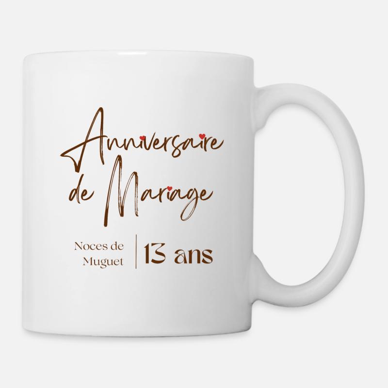 Anniversaire de mariage 13 ans cadeau personnalisé - Mug blanc - blanc