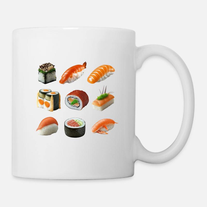 Différentes variantes de sushis - Mug blanc - blanc