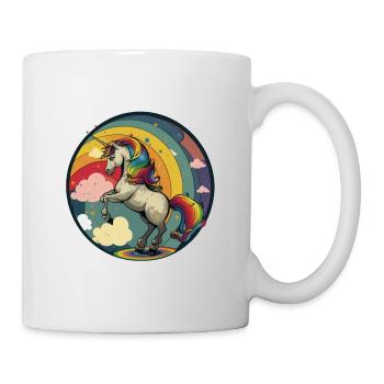 Unicorn with colored hair and rainbow - Mug - white - Right