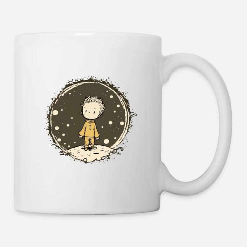 Junger Prinz auf dem Mond Sternenhimmel - Tasse - Weiß