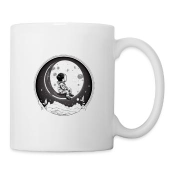 Child astronaut sitting on the moon - Mug - white - Right