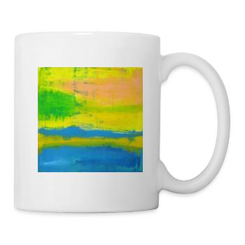 SUNNY DAY yellow coral blue abstract art - Mug - white - Right