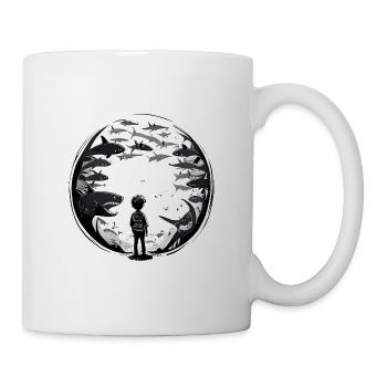 Der Junge und die Haifische - Tasse - Weiß - Rechts
