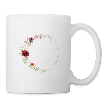 Modern flower wreath circle can be personalized - Mug - white - Right