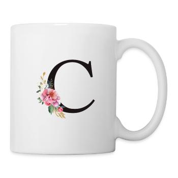 Customizable Monogram C Floral Pink White - Mug - white - Right
