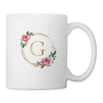 Personalisierbar Monogramm G Kranz Rosa Weiß - Tasse - Weiß - Rechts