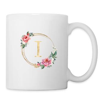 Customizable Monogram I Wreath Pink White - Mug - white - Right