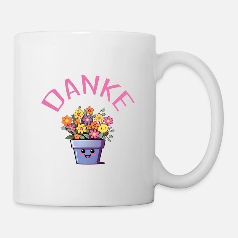 Danke! Blumen-Pott personalisierbar - Tasse - Weiß