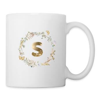 S Monogram Glitter Boho Wreath - Mug - white - Right
