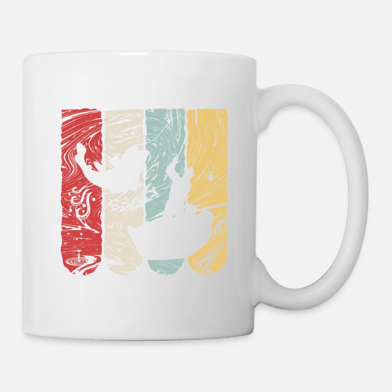 Angler fängt Fisch Retro Vintage Geschenkidee - Tasse - Weiß