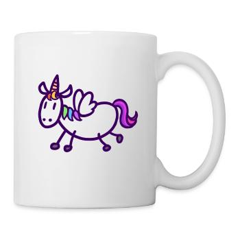 Buntes, fliegendes Einhorn - Tasse - Weiß - Rechts