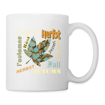 herbst schrift mit blatt e 204 - Tasse - Weiß - Rechts