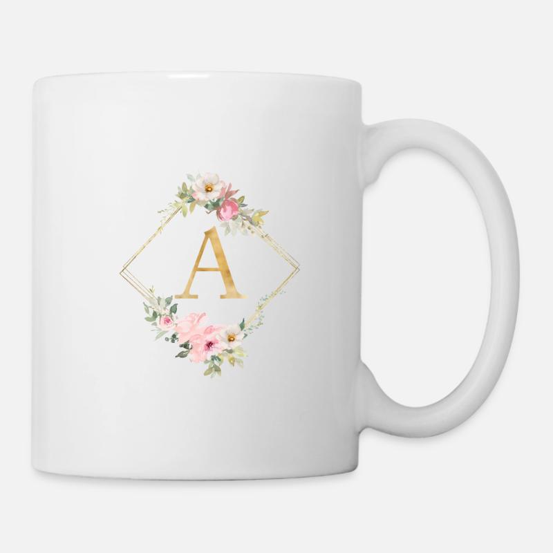 Customizable Monogram A Pastel Floral - Mug - white