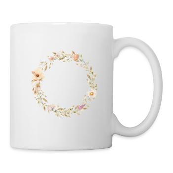 Beige, Pastel Floral Wreath, Personalizable - Mug - white - Right