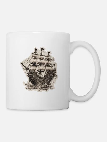 Piraten Schiff - Tasse - Weiß