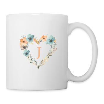 J Monogram Heart Floral Wreath - Mug - white - Right