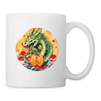 Asiatisch Drache Anime Japanisch Meer Wellen - Tasse - Weiß - Rechts