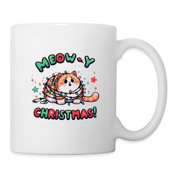 Meow Weihnachtsdesign - Tasse - Weiß - Rechts