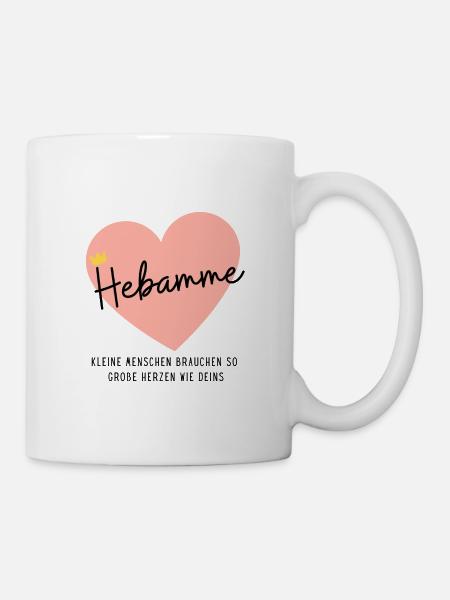 Hebamme-Herz-Krone! Personalisierbar - Tasse - Weiß