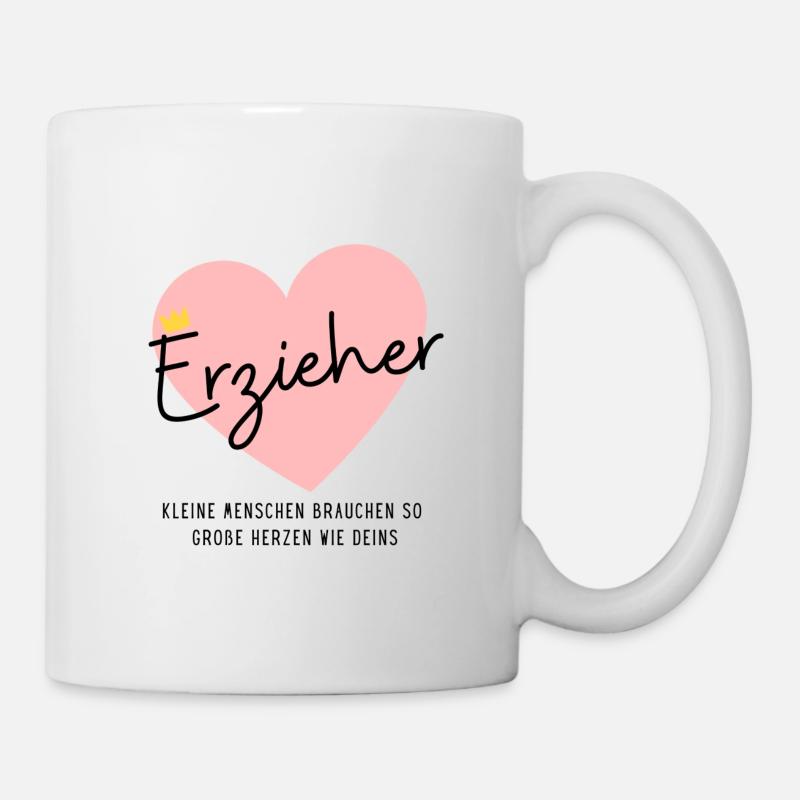 Erzieher-Herz-Krone! Personalisierbar - Tasse - Weiß