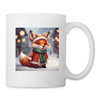 Christmas fox with snowy background - Mug - white - Right