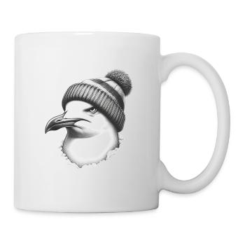 Finally Monday again - Moin Seagull with Beanie Hat - Mug - white - Right