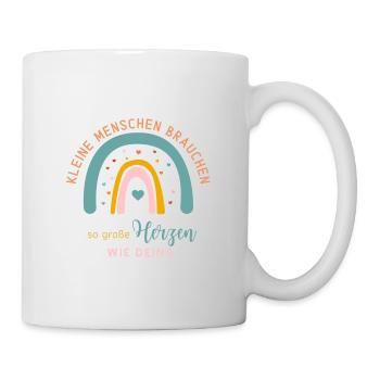 Kleine Menschen brauchen...Personalisierbar - Tasse - Weiß - Rechts