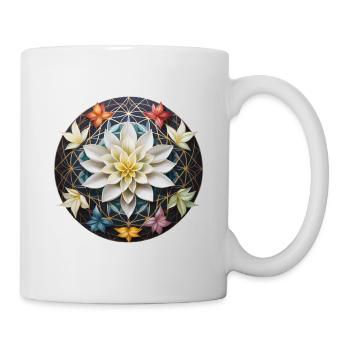 Mandala de fleurs avec cadeau de lotus fleur de vie - Mug blanc - blanc - Droite