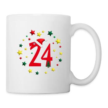 24.Dezember Weihnachten mit vielen Sternen. - Tasse - Weiß - Rechts