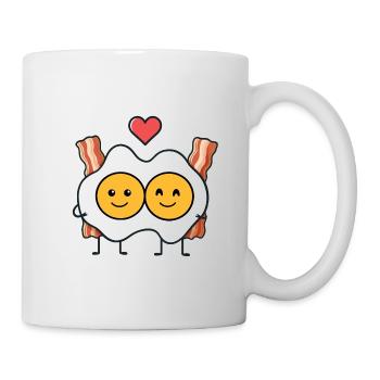 Fried eggs in love with bacon - couple with heart - Mug - white - Right