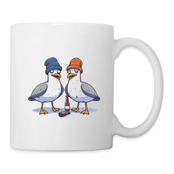 Mouettes ivres - Mouette Moin avec bonnet - Mug blanc - blanc - Droite